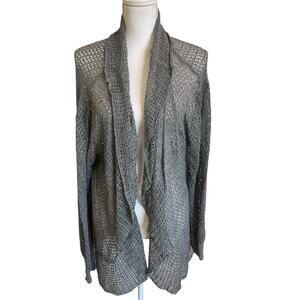 Bloomchic Cardigan Sweater Size 18/20 Gray Taupe Open Knit Topper NWT